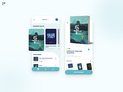 Bookstore App blue book e commerce minimal mobile app modern ui design