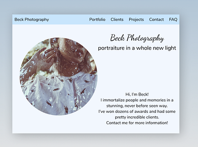Beck Photography branding design figma heroimage homepage ui ux web website website concept website design