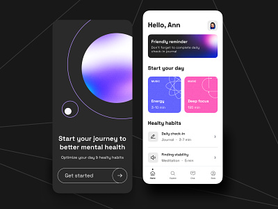 Mental health - Mobile app app card concept design graphic graphic design habit healthcare meditation mental health mobile mobile app tracker ui ui design