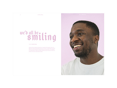 Land of Milk & Honey Magazine - 'we'd all be smiling' Article art direction design editorial design editorial layout equality gold graphic design honey indesign magazine magazine design magazine layout milk photography pink typography