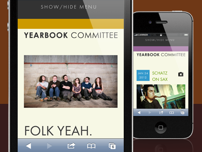 Yearbook Committee site - mobile iphone mobile music website