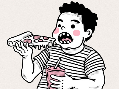 Niño adicto addict boy dairy drawing editorial fat illustration marketing milk milkshake pizza portrait vector veganism