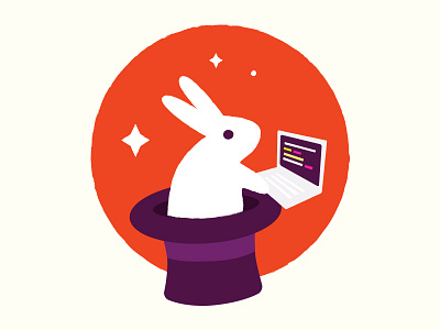 Code magic code hat laptop magic magician rabbit stars