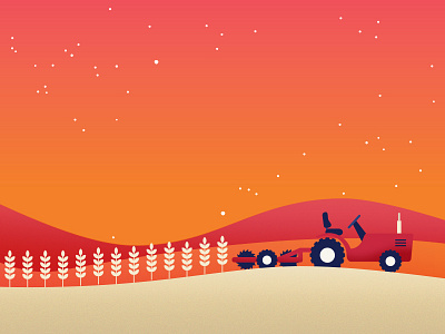 wheat 2 agriculture illustration sunset tractor vector wheat