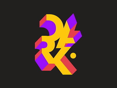 Dark 3d colorful typography