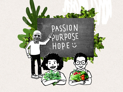Passion, Purpose and Hope bronx drawing editorial illustration farming green bronx machine illustration ink new york plants