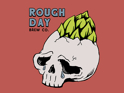 Rough Day Brew Co. beer branding brewery craft beer day hand drawn hops local logo oklahoma rough skull water