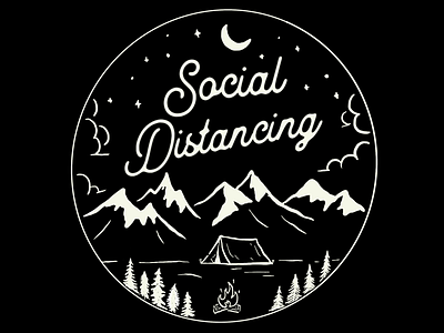 Social Distancing art camping clouds design distance illustration introvert moon mountains nature procreate social stars trees wild wilderness