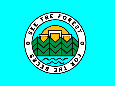See The Forest For the Beers apparel beer design forest illustration pun sticker sun water