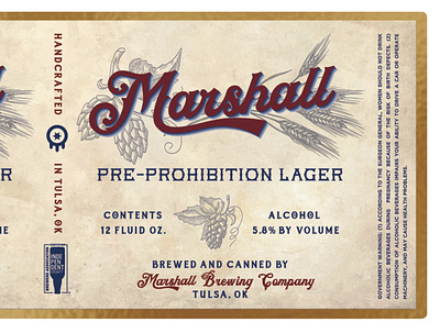 Pre-Prohibition Beer Label beer beer design branding classic style craft beer design hops illustration label design package design wheat