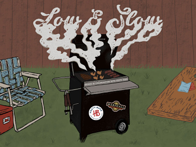Marshall Brewing Hasty Bake Label bbq beer cornhole craft beer graphic design grilling illustration procreate