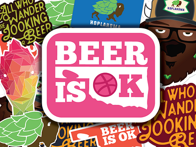 Dribbble Debut beer buffalo craft beer flag geometric hipster hops illustration oklahoma sticker mule stickers wander