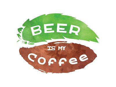 Beer Is My Coffee beer brown coffee coffee bean green hop illustration watercolor