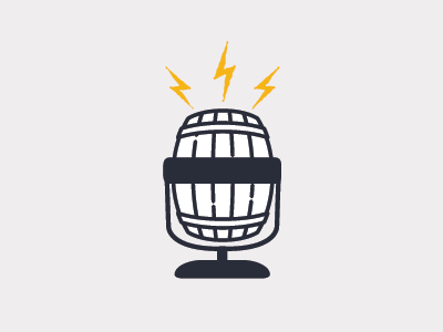Craft Beer Podcast logo mark barrel branding craft beer line art logo microphone podcast simple