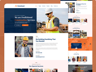 Construction Landing Page architecture architecture design architecture website art builder construction company constructions design landing page landing page design logo project residence service ui design uidesign ux ui ux design web design website