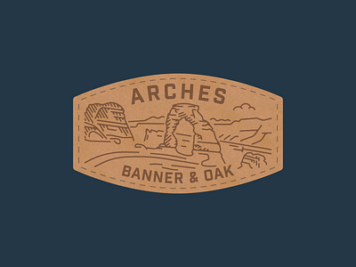 Arches Banner & Oak Patch hiking leather national park rocks