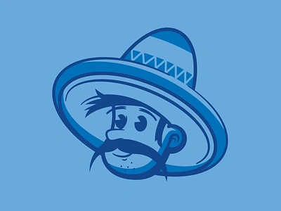 The Man on the Wall mascot mustache sombrero