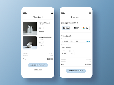 Checkout form for Pottery shop checkout checkout page daily ui dailyui figma figma design ui ui design uidesign