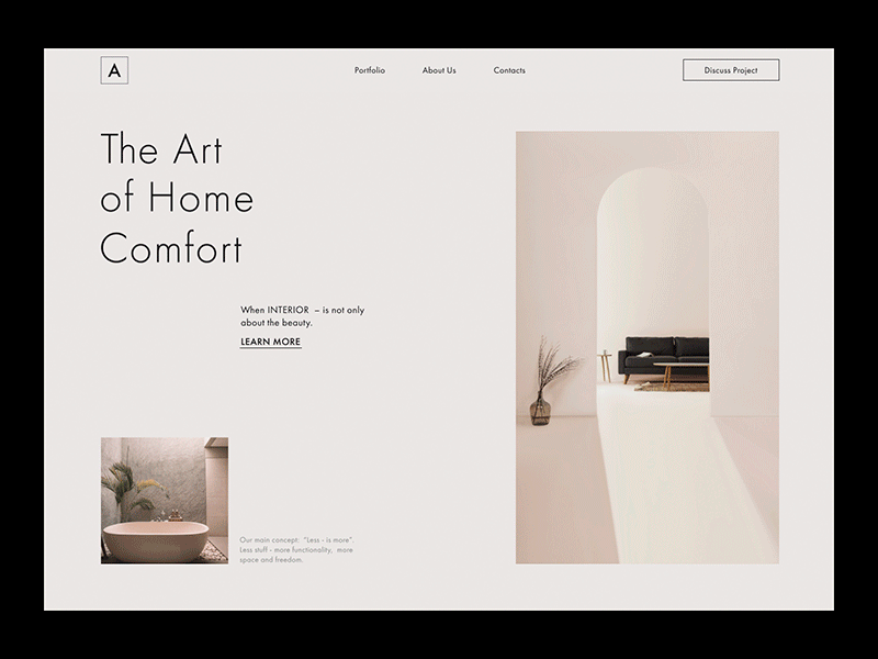 Interior design studio website animation