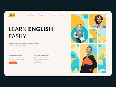 English school Landing Page. First screen