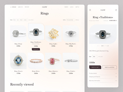 Jewellery catalog page. E-commerce website concept dailyui design ecommerce figma figmadesign jewellery kyiv layout ui uidesign ukraine ux web webdesign website