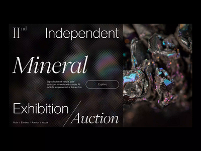Mineral exhibition and auction animation design graphic design layout minimal typography ui web design website