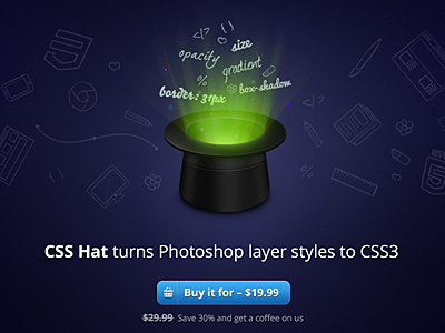 CSS Hat is here! code css css hat css3 design html layer styles photoshop piffle plugin web