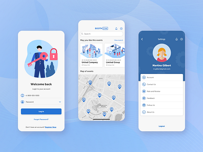 Booth Live (App) app illustration presentation ui ux