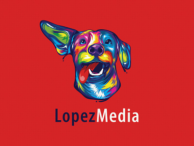 Lopez Media branding dog freelancer graphic design illustration logo