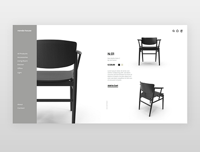 nendo house | Inspired add to cart adobexd black chair designer product page shop shopify ui ux webdesign website website design xd design
