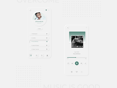 Listen | Mobile app adobexd designer grey minimalistic mobile app design mobile ui music music app music player neumorphic design neumorphism playlist ux design xd design
