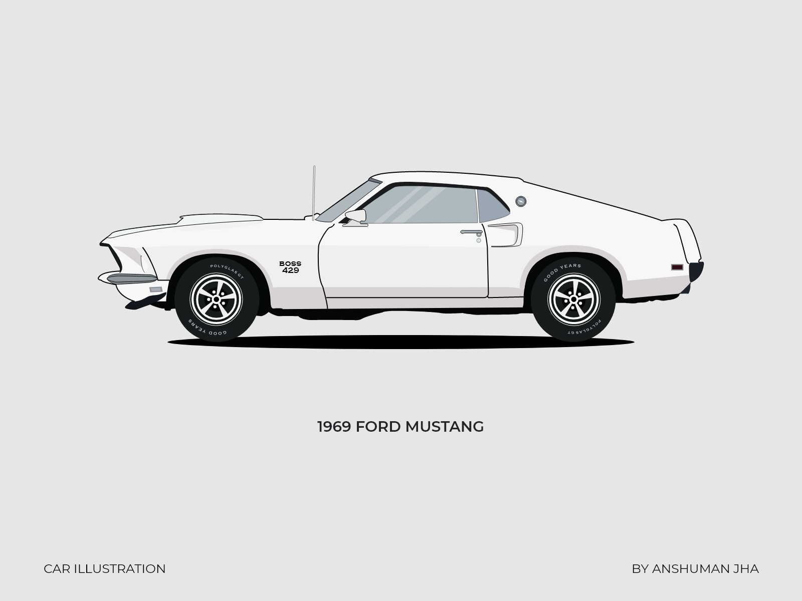 Car Illustration 02 1969 FORD MUSTANG by Anshuman Jha on Dribbble