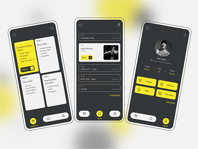 The Fitness App (PRESN 1) adobexd app darkui exercise fitness meal mobile profile ui ux
