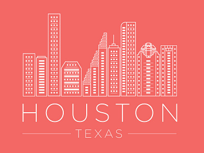 Houston buildings city cityscape home hometown houston illustration salmon skyline texas