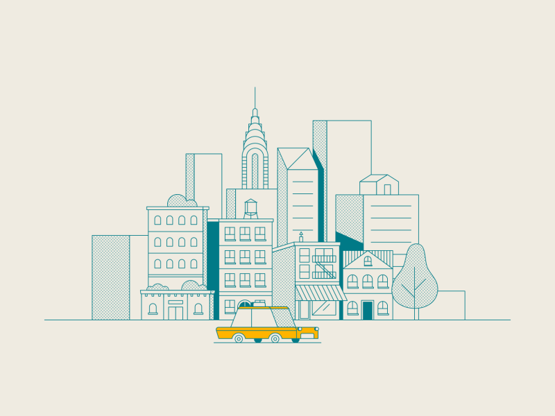 Big Apple 2d animation after effects airbnb animated gif animation minimal mograph taxi