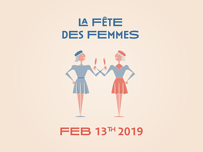 Galentine's Day at Le Politique cheers design female designers french girls galentines illustration type visual design women