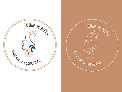 Quin Beauty Cosmetic branding design flat illustration logo