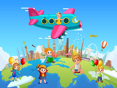 World Kid animation branding cartoon graphic design