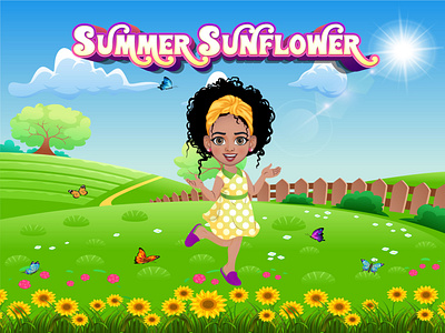 Summer Sunflower advertising brand identity cartoon corporate design illustration print design vector