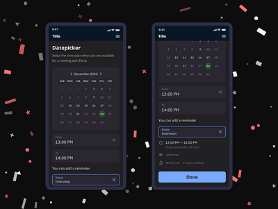 Mobile Datepicker app datepicker interface mobile schedule timetable ui