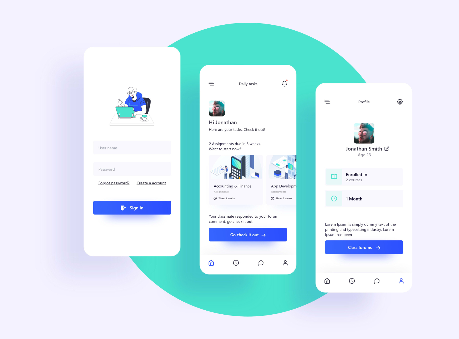 daily task screen app design ui ux