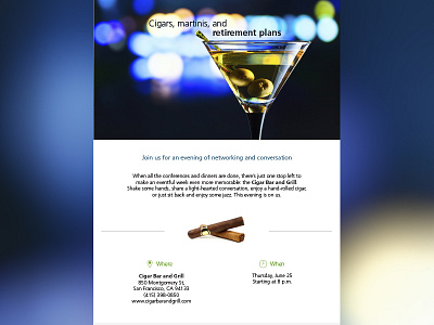 Martini and Cigar Event Invite cigar corporate digital email event invite martini web