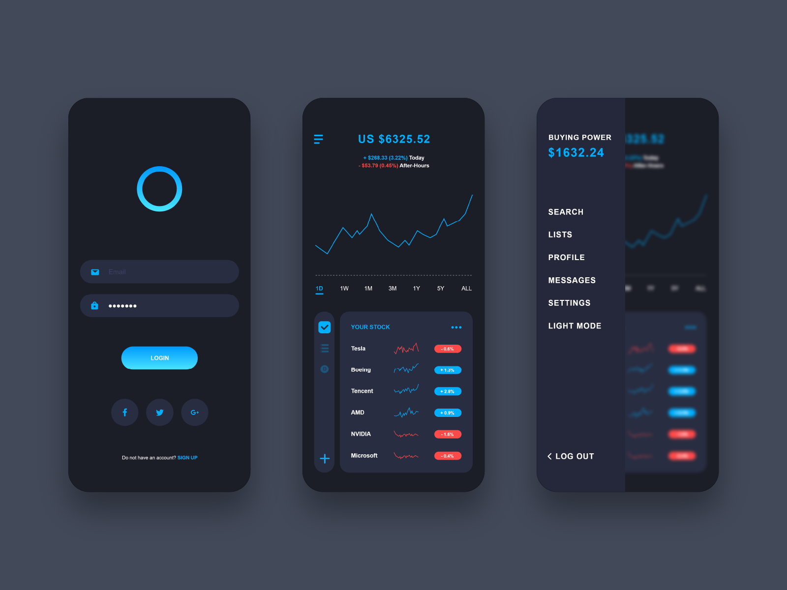 Stock App UI Design (Dark Mode) by Desmond Chen on Dribbble