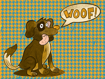Woof houndstooth illustration