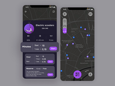 IOS App for rent Scooters & Bike app design mobile app mobile app design ui ux