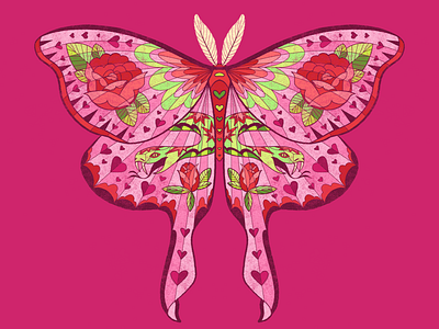 Thorns and Fangs 2020 aesthetics american traditional design graphic design illustration moth roses