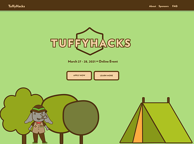 TuffyHacks Landing 2021 branding web