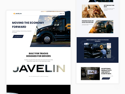 Javelin – virtual driving companion for truckers ai driving ecommerce footer header how it works testimonial trucks ui ux virtual website