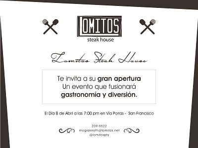 Lomito Steak house invitación