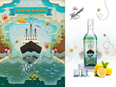 Diseño para Botella Seco Herrerano arte digital botella dibujo ilustración